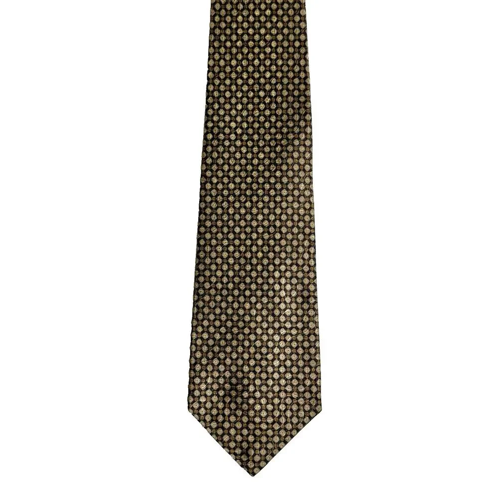 ROBERT TALBOTT Best Of Class Men's Silk Tie - Gold Tan Grey Geometric 57.5